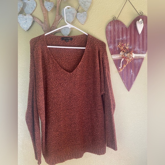 Love Tree Sweaters - Love Tree V-Neck Sweater - Rich Brown